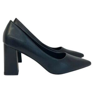PIERRE DUMAS / Lover-1 / Black / Faux Leather / Pointed / Toe Block Heel / Pumps